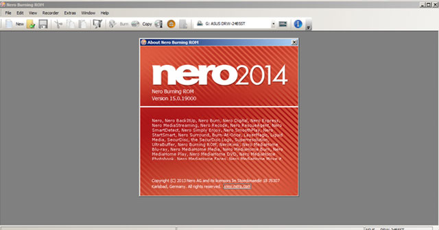 Nero 2014 Start screen