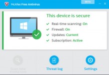 McAfee izbacio beta verziju McAfee Free Antivirus McAfee Free Antivirus beta sučelje