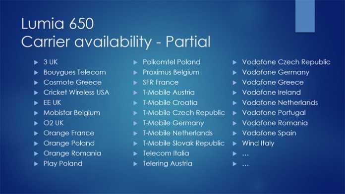 lumia 650 dostupnost kod mobilnih operatera po državama