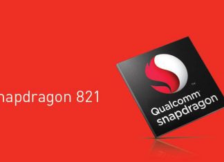 Snapdragon 821 čip na crvenoj pozadini