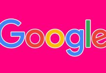 Google logo na fuchsia pozadini