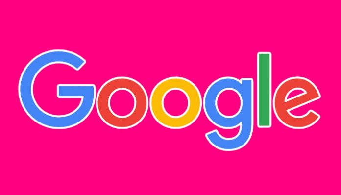 Google logo na fuchsia pozadini