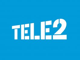 Tele2 logotip na plavoj pozadini