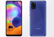 Samsung Galaxy A31 specifikacije Samsung Galaxy A31 prednja i stražnja strana