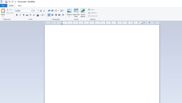 Sučelje WordPad programa za Windowse